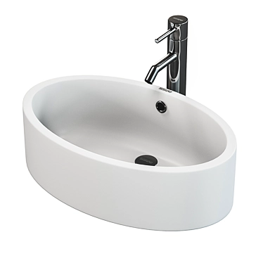 Elegant White Ceramic Bathroom Sink 3D model image 1 