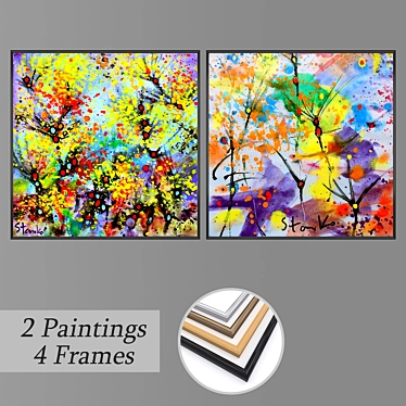 Artistic Wall Décor Set with Multiple Frames 3D model image 1 