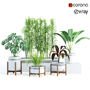 Green Oasis: Decorative Indoor Plant Set 3D model image 1 