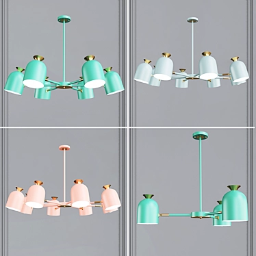 Modern Metal Macaroon Chandelier 3D model image 1 