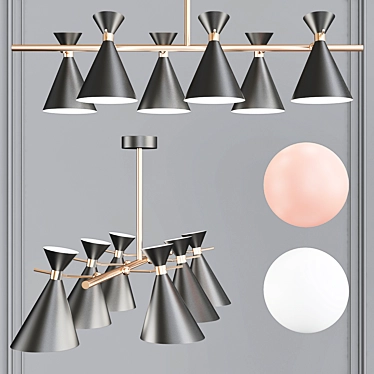 Pink Macaroon Chandelier: Chic Loft Style 3D model image 1 