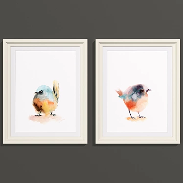 Modern Birds Art Collection 3D model image 1 