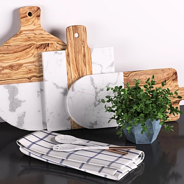 Marble and Wood Cutting Board 3D model image 1 