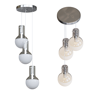 Modern Glass Bulb Light Trio 3D model image 1 