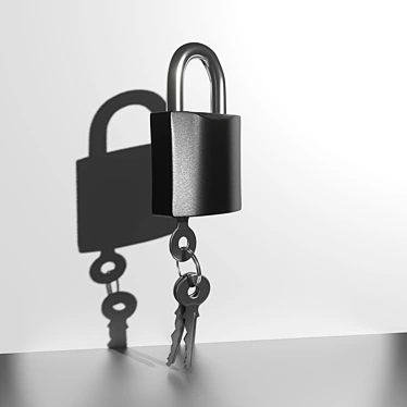 3-Key Padlock: Detachable Core 3D model image 1 