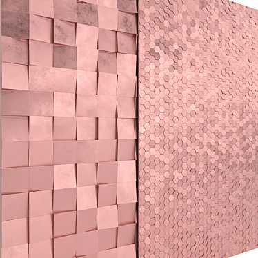 Rose Gold Hex & Cube Tiles 3D model image 1 