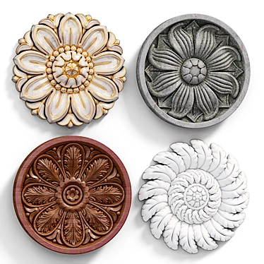 Elegant Decorative Rosettes Set 3D model image 1 