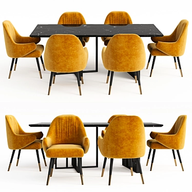 Sleek Modern Dining Table Set 3D model image 1 