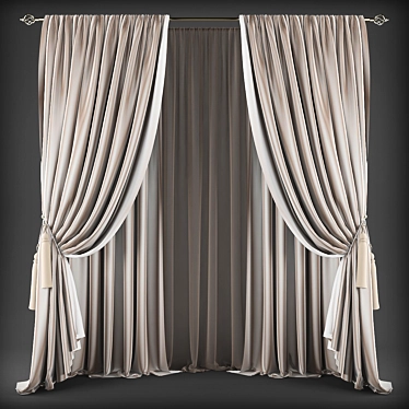 Elegant Mesh Curtains 3D model image 1 