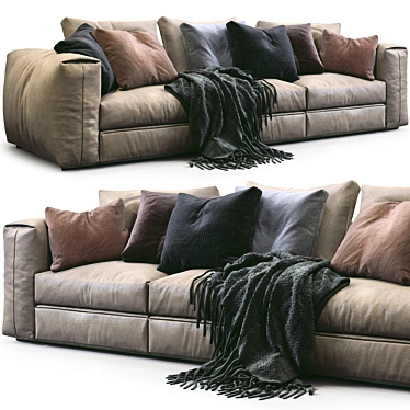 Asolo Flexform Leather Sofa: Timeless Elegance 3D model image 1 
