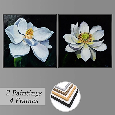 Modern Art Wall Paintings Set 3D model image 1 