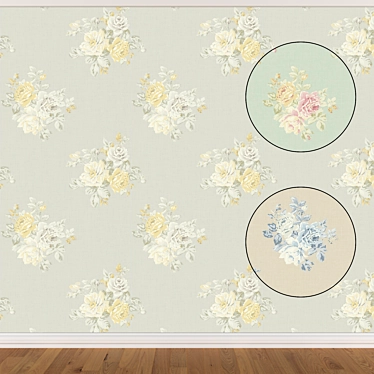 Seamless Wallpaper Set: 3 Colors 3D model image 1 