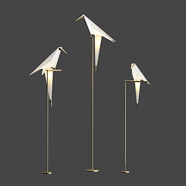 Modern Origami Bird Floor Lamp 3D model image 1 