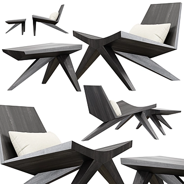 Elegant Wood Easy Chair 3D model image 1 