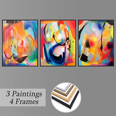 Gallery Collection: Set of 3 Wall Paintings 3D model image 1 