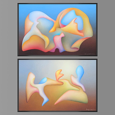 Modern Wall Art Set with Multiple Frames 3D model image 1 