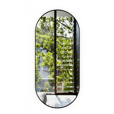 Modern Oval Mirror in Metal Frame - "Capsule 3D model image 1 