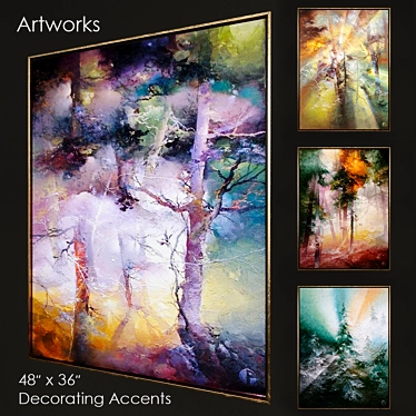 Abstract Artworks Collection: 4 Pieces in Various Formats 3D model image 1 