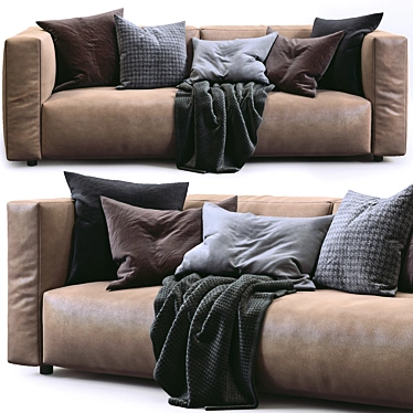 Prostoria Leather Match Sofa: Modern Elegance 3D model image 1 