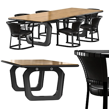 Vintage Dining Set: Mesa de comedor 4221 and Chair T13 3D model image 1 