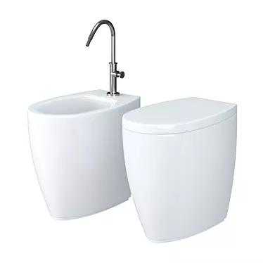 Sleek White Toilet 3D model image 1 