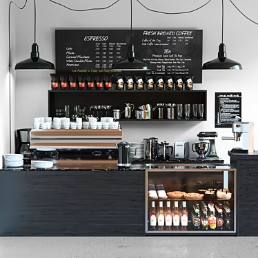 Minimalist Cafe Set: Coffee, Beans, Rack, Maker, Machine 3D model image 1 