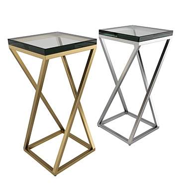 Elegant Clarion Side Table - Bronze & Chrome Finish 3D model image 1 