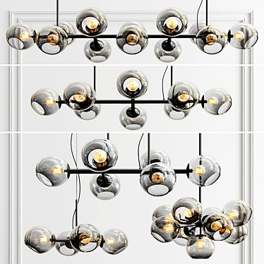 Stylish Staggered Glass Chandeliers 3D model image 1 