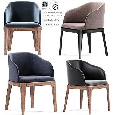 Elegant Aubrey Armchair: The Perfect Dining Chair! 3D model image 1 