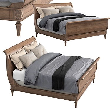 Elegant RH Empire Sleigh Bed 3D model image 1 