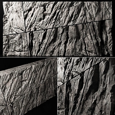 Splintered Stone Slab Wall 3D model image 1 