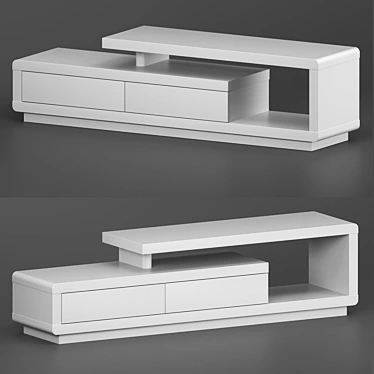 Glossy White TV Cabinet with One-Touch Drawers 3D model image 1 