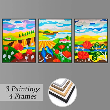 Versatile Set of Wall Paintings 3D model image 1 