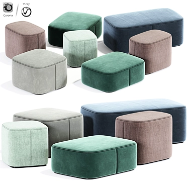 Maris Corner Pouf - Elegant and Versatile Seating 3D model image 1 