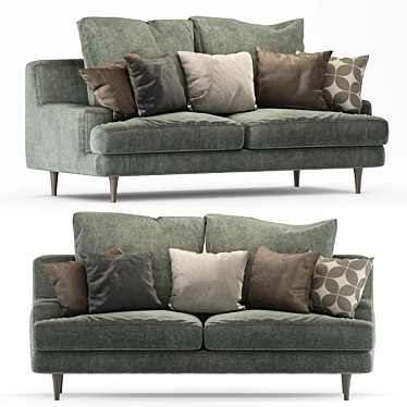 Elegant Green Velvet Sofa 3D model image 1 