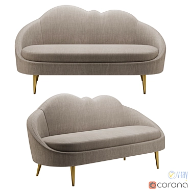 Elegant Ether Settee Sofa: Jonathan Adler 3D model image 1 