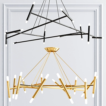 Elegant Petite & Pentagone Chandeliers 3D model image 1 