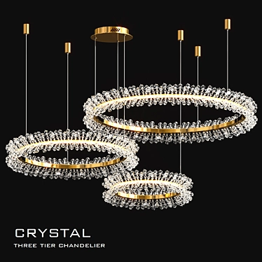 Crystal Tree Tiers Chandelier - Elegant Lighting Fixture 3D model image 1 