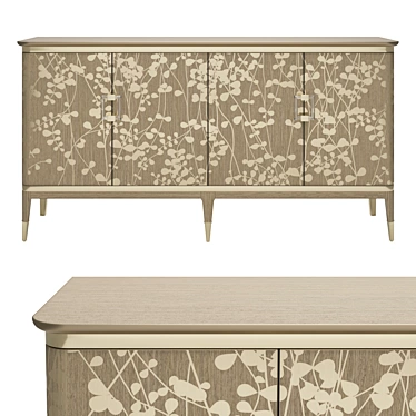 Radiant Koto Wood Buffet with Champagne Shimmer 3D model image 1 