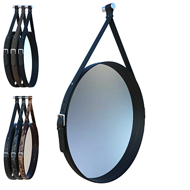Leather Strap Round Mirror 3D model image 1 