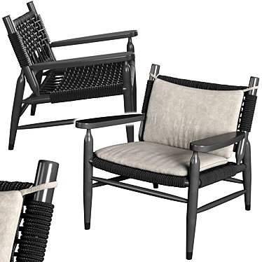 Tessa Outdoor Armchair: Elegant Wood & Cord Design 3D model image 1 