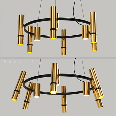 Gold Reactive Designer Chandelier 3D model image 1 