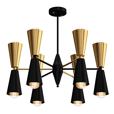 Black and Gold Cone Chandelier 3D model image 1 