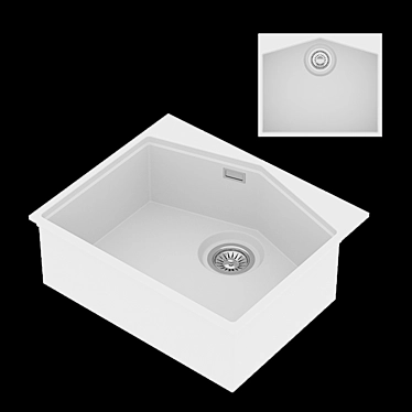 Ocean White Kitchen Sink 3D model image 1 