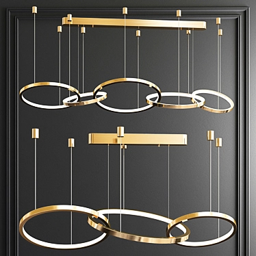 Sleek LED Pendant Chandelier 3D model image 1 