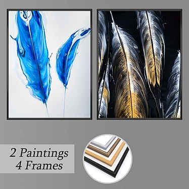 Modern Wall Art Set with Frame Options 3D model image 1 