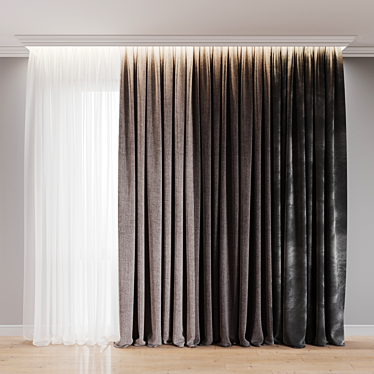 Versatile Curtain Set in 3 Colors 3D model image 1 