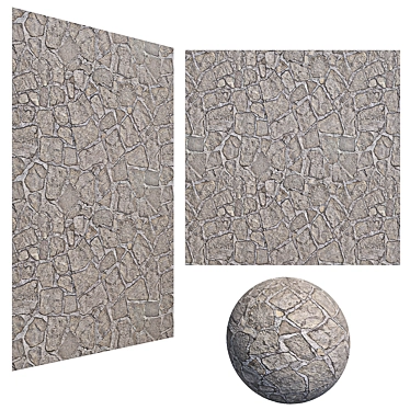 Cobblestone Gray Wall: High-Res Tileable Textures 3D model image 1 