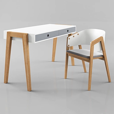 VOX Concept Desk & Uni Chair: Modern White Furniture 3D model image 1 
