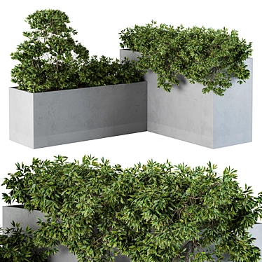 Concrete Outdoor Planters Set 3D model image 1 